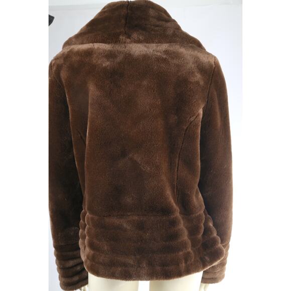 1 Madison Brown Faux Fur Short Coat Jacket Women’s Size Large L Winter Warm - Picture 7 of 10